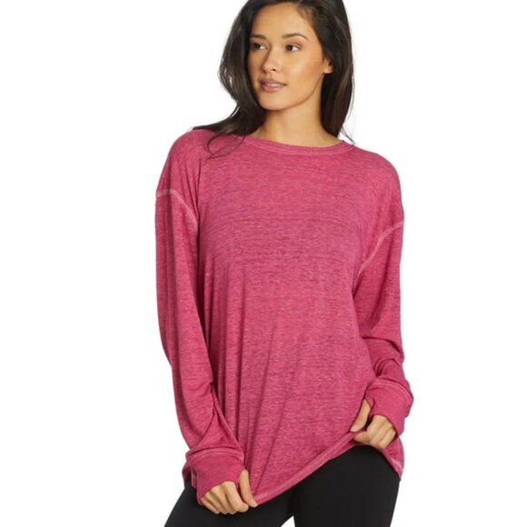 FP MOVEMENT Keep Rolling Long Sleeve Tee Sz XS Magenta Pink Oversized Fit Cotton - Picture 2 of 6
